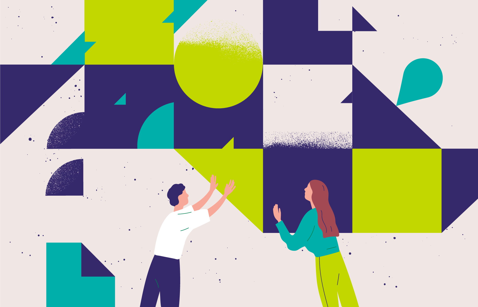 kaksi ihmist&auml; suunnittelemassa yhteisty&ouml;kuviota